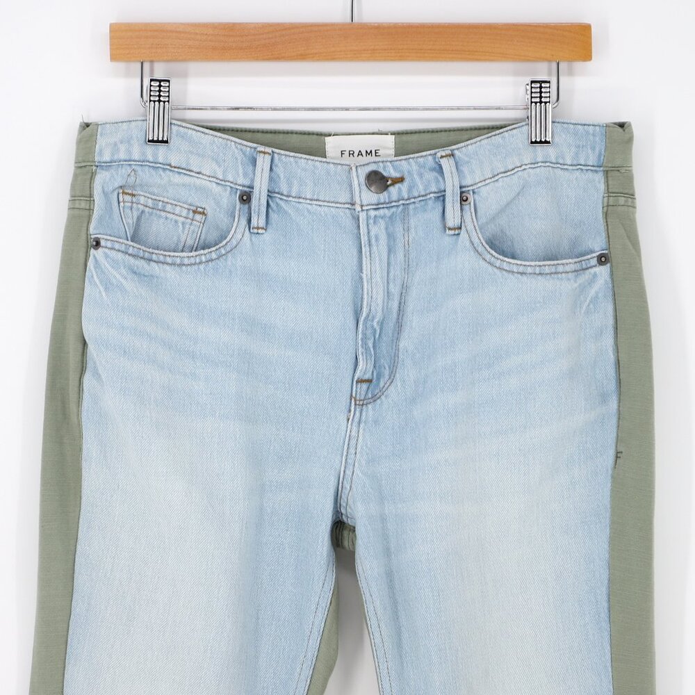 FRAME Le Beau Cargo Pants Boyfriend Fit Canteburry Two Toned Blue Green Size 26 - Picture 5 of 9